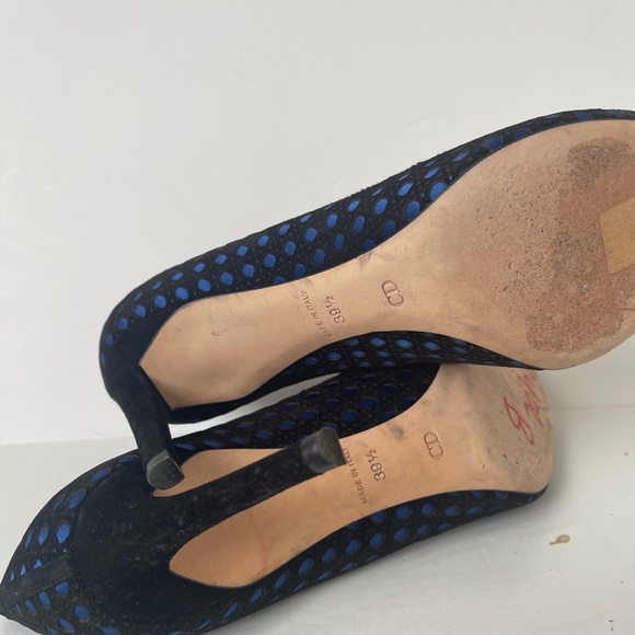 Christian Dior Black & Blue Mesh Peep Toe Pumps Size 39.5 | Made in Italy